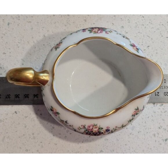 Haviland & Co Limoges Cream Sugar Bowl Gold Handles Bouquet Urn design - Picture 7 of 16
